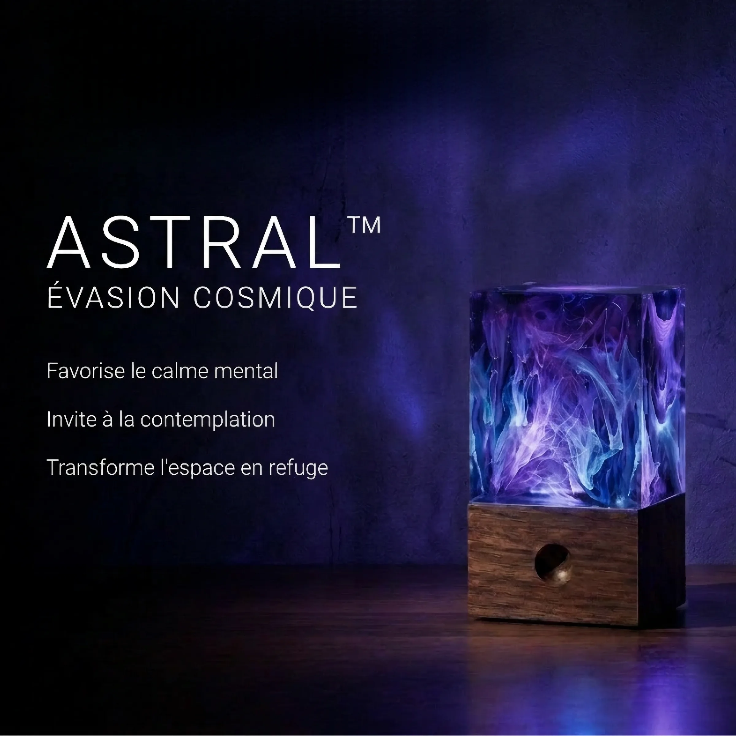 Veilleuse en résine artisanale Astral — lampe Collection Astralis Lampastra