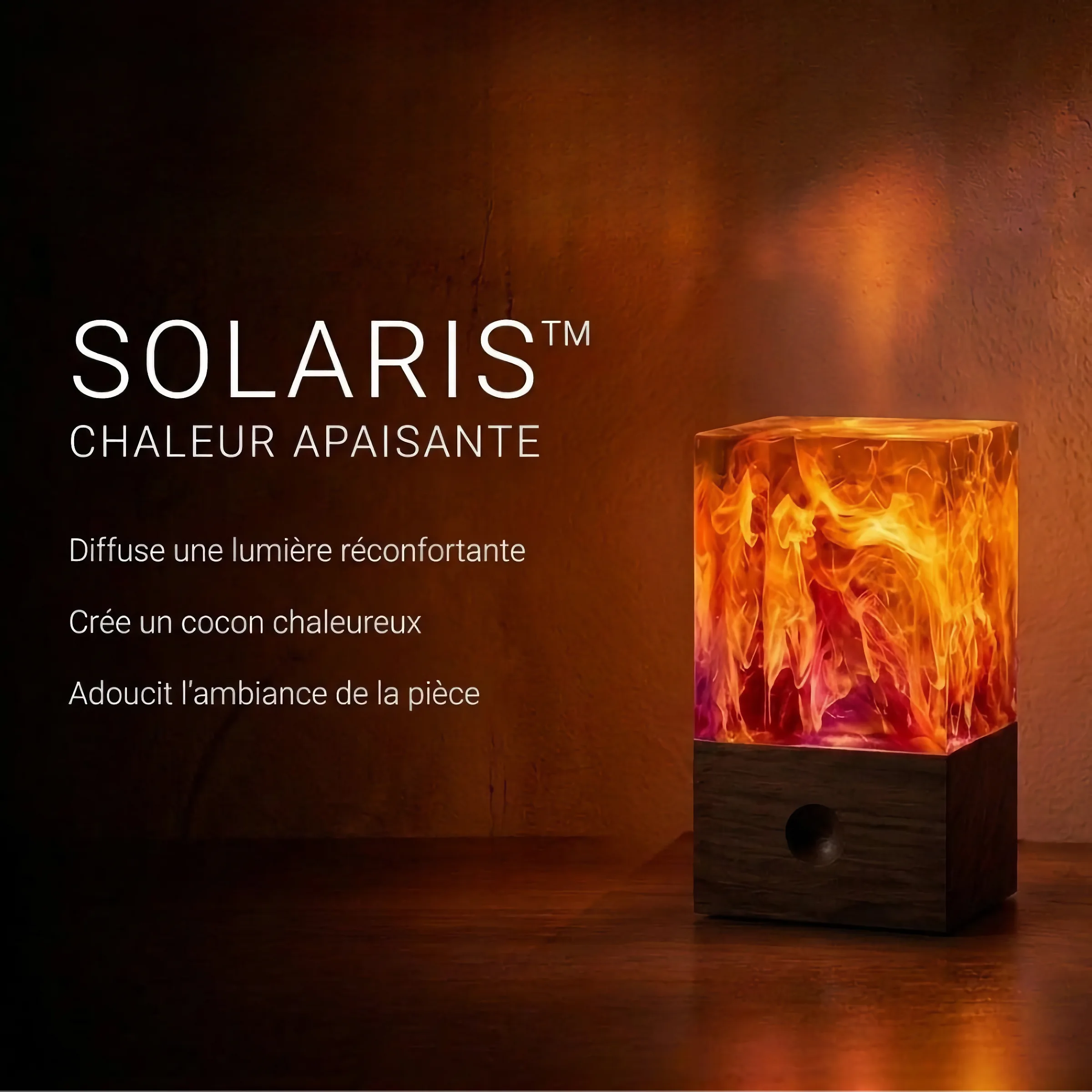 Veilleuse en résine artisanale Solaris — lampe Collection Astralis Lampastra