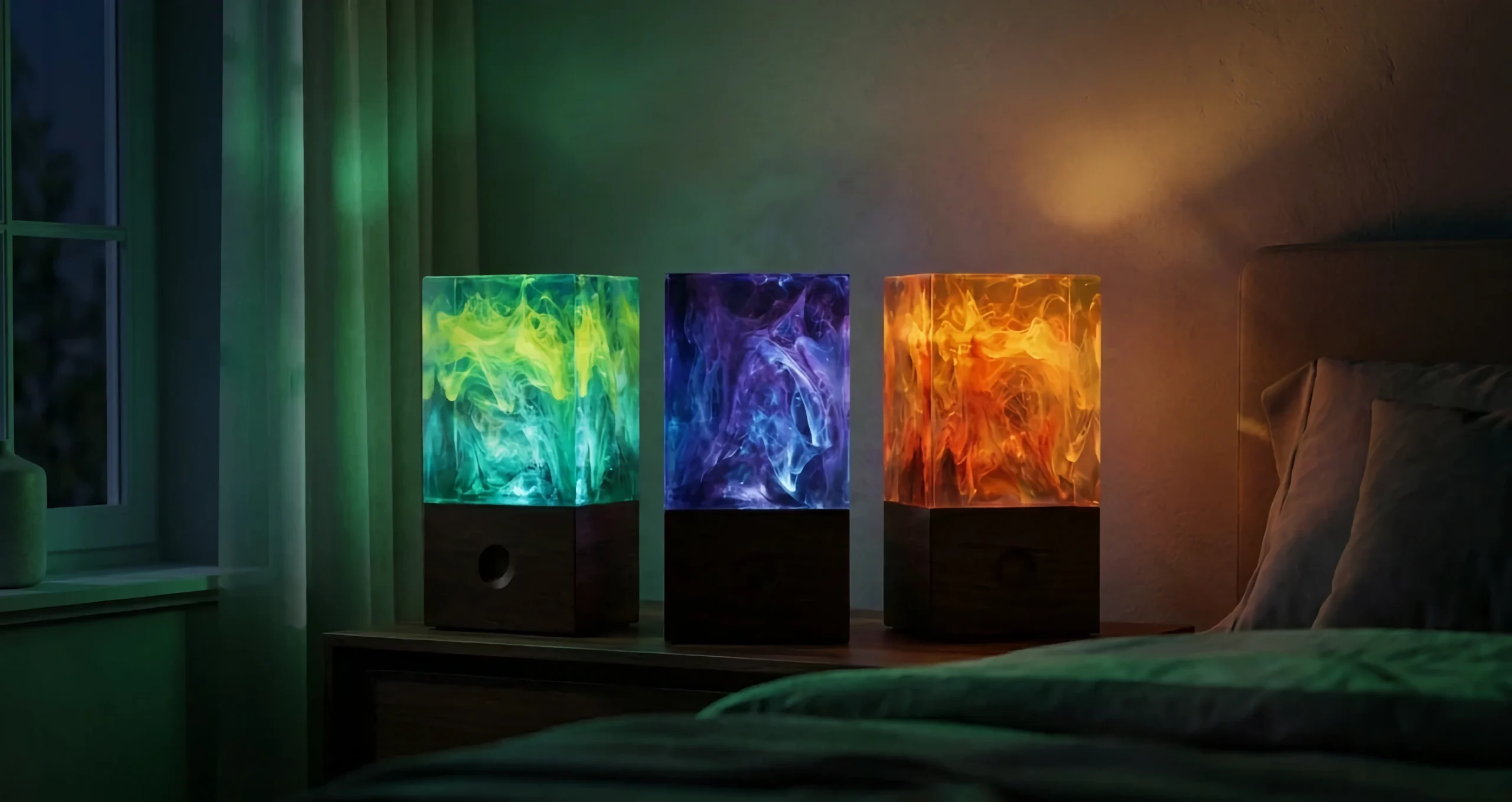 Lampes allumées la nuit